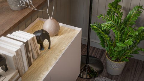 Komoda FELLINI 200x40x70 kaszmir + blat dąb olejowany