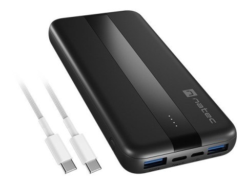 NATEC POWERBANK TREVI SLIM Q V2 10000MAH PD USB-C 20W + USB-A 18W + KABEL USB-C