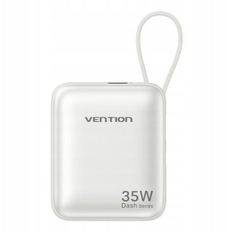 Powerbank Vention 10000mAh 35W PD z wbudowanym kablem USB-C beżowy