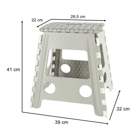 Stołek taboret składany antypoślizgowy wysoki 39cm jasny szary