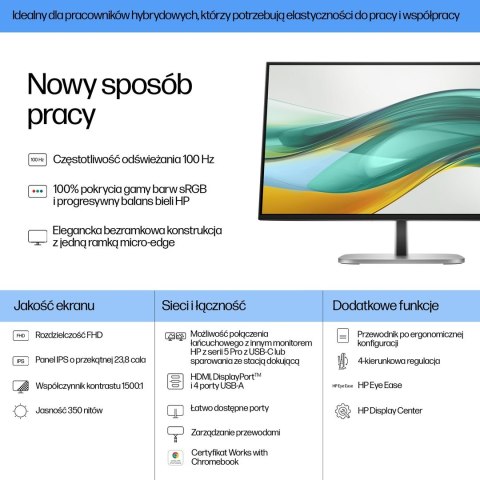 MONITOR HP LED 23,8" S5 Pro 524pf (9D9L6A5)