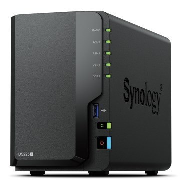 NAS Synology DS225+; Tower; 2x (3.5" SATA HDD/SSD), Intel Celeron J4125; 2GB DDR4 (max. 6GB), 2x 1GbE RJ-45 - Tylko Dyski Synolo