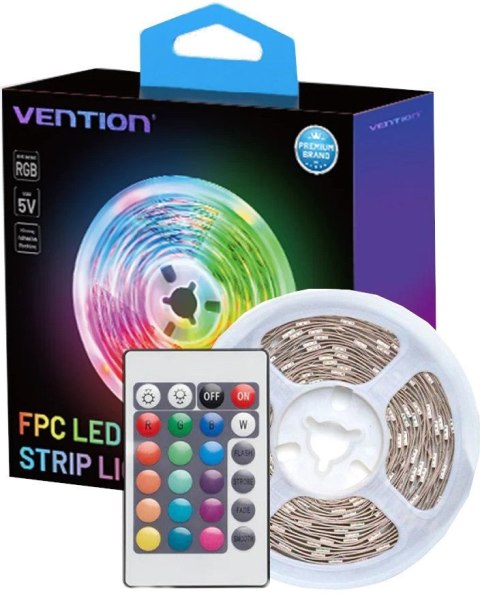 Taśma świetlna Vention RGB FPC LED z pilotem IR zasilanie USB 5V 2m