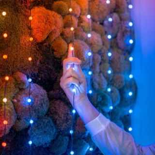 Twinkly Candies - 100 Lampki w kształcie pereł RGB LEDs, zielony przewód, USB-C