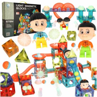 Klocki magnetyczne marble tor kulkowy świecący 202 elementy