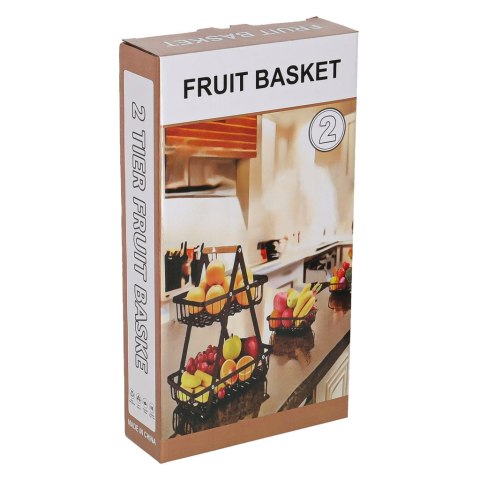 Kosz miska na owoce dwupoziomowy piętrowy metal drewno