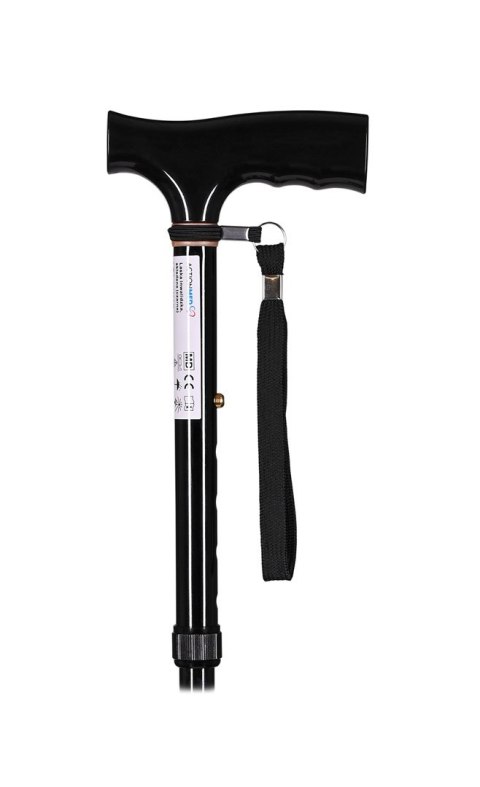 Laska inwalidzka, składana (czarna)