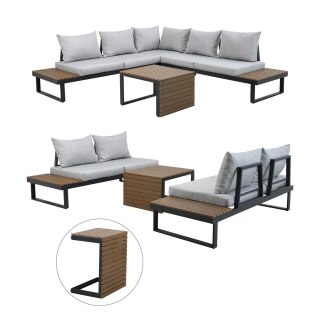 Zestaw ogrodowy wypoczynkowy narożny lub 2 sofy + stolik MARBELLA szary