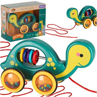 Żółwik do ciągania na sznurku zabawka sensoryczna mobilna grzechotka