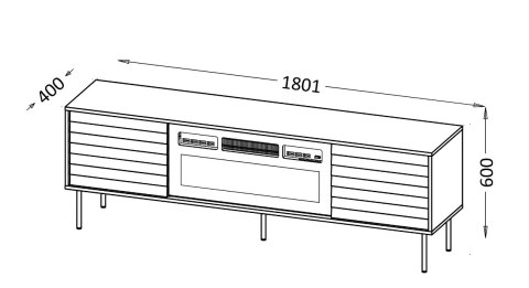 Szafka RTV CORTINA 180x40x60 czarny/orzech + kominek czarny
