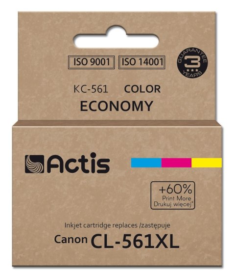 Actis KC-561 Tusz (zamiennik Canon CL-561XL; Supreme; 18 ml; czerwony, niebieski, żółty). Drukuje więcej o 60% względem OEM.