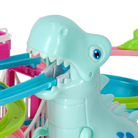 Tor wyścigowy dinozaur zjeżdżalnia ruchome schody LED dźwięk
