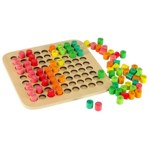 Zestaw edukacyjny nauka liczenia tabliczka mnożenia okrągła drewniana