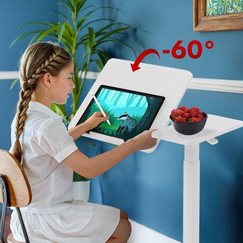 MACLEAN MOBILNE BIURKO/STAND NA LAPTOP, BIAŁE, REGULACJA WYSOKOŚCI 76-109CM, MAX. 30KG MC-120 W