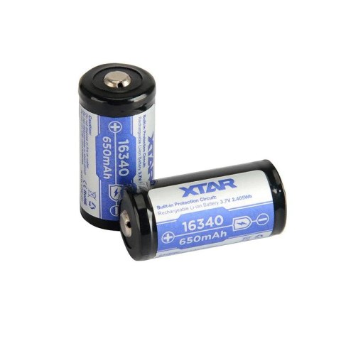 XTAR AKUMULATOR 16340/R-CR123 3,7V 650MAH LI-ION Z ZABEZPIECZENIEM 16340-650