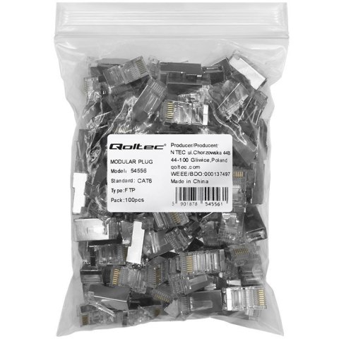 QOLTEC WTYK ZŁĄCZE MODULARNE RJ45 | CAT6 | FTP | 100SZT
