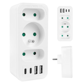 MACLEAN GNIAZDKO PRĄDOWE X3 + 4XUSB, ROZGAŁĘŹNIK Z 3 GNIAZDAMI, 2XUSB A, 2XUSB C PD 20W, 1X16A + 2X6A MCE248 F/W
