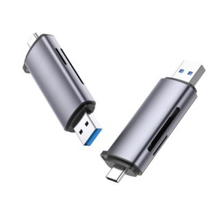 Ugreen czytnik do kart SD/micro SD na USB-A 3.0/USB-C 3.0 CM185 (szary)