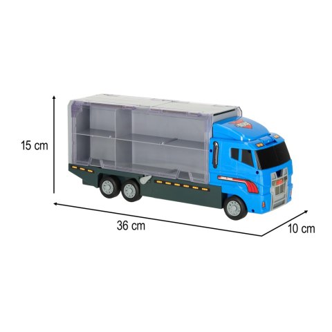 Transporter ciężarówka TIR wyrzutnia + metalowe auta policja
