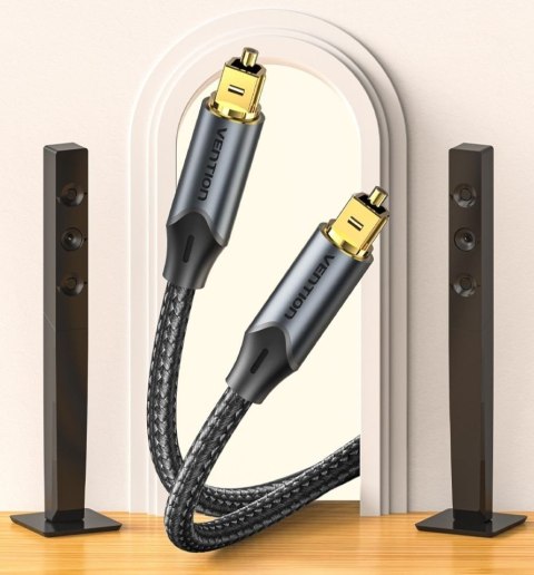 Kabel audio optyczny Vention w oplocie z aluminiowym złączem 10m czarny