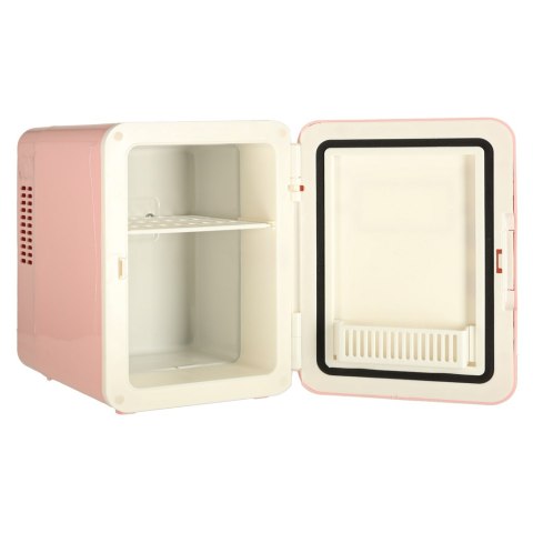 Lodówka turystyczna elektryczna samochodowa mini na jedzenie kosmetyki grzanie chłodzenie 2w1 4L różowa