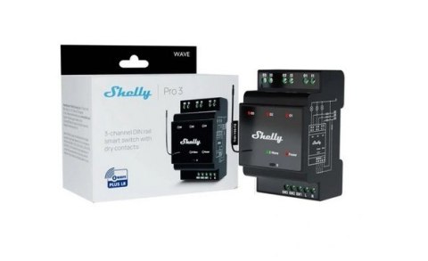 Sterownik trzykanałowy na szynę DIN Z-Wave Shelly Wave Pro 3 LR