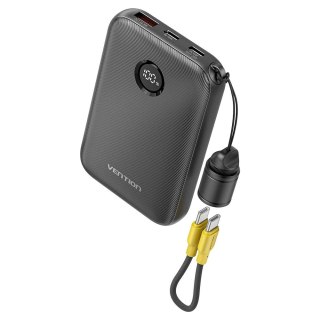 Powerbank Vention 10000mAh 2 x USB-C 1x USB-A z wyświetlaczem 22,5W czarny