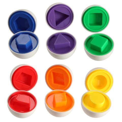 Układanka edukacyjna sorter dopasuj kształty i kolory jajka 6 sztuk