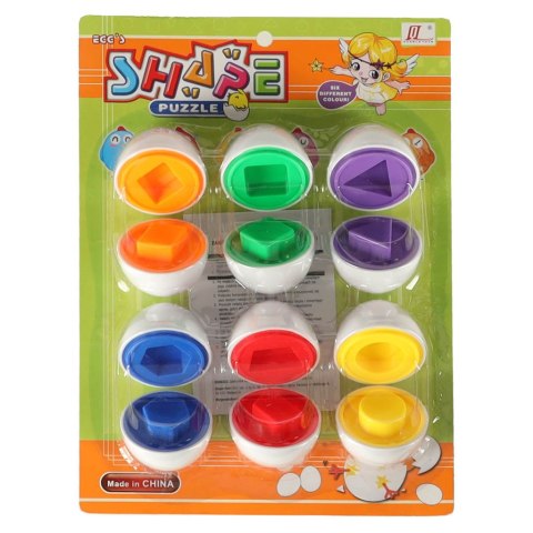 Układanka edukacyjna sorter dopasuj kształty i kolory jajka 6 sztuk