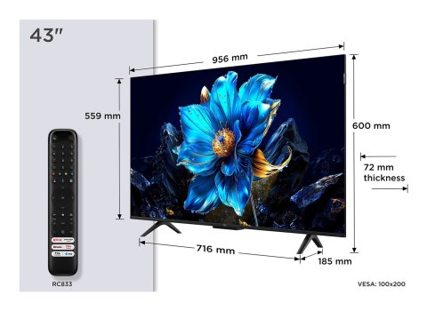 Telewizor TCL 43P79K QLED 43'' 4K Ultra HD Google TV Dolby Vision DVB-T2 Metaliczny