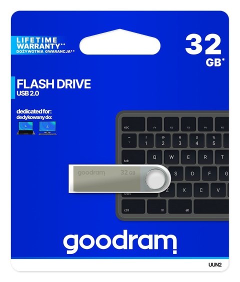 Pendrive GoodRam UUN2-0320S0R11 (32GB; USB 2.0; kolor srebrny)