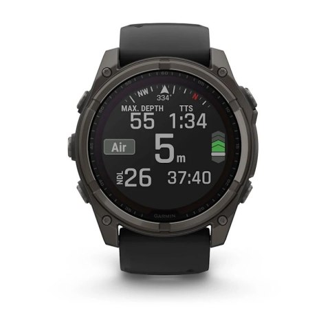 Zegarek sportowy Garmin Fenix 8 Solar Sapphire Titanium Carbon Grey DLC 51mm Czarny