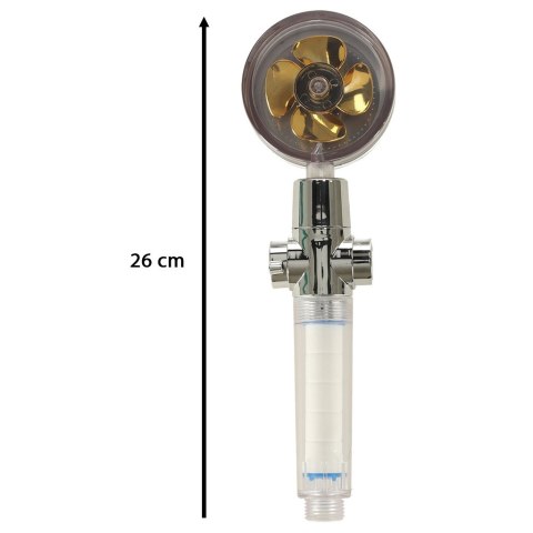 Słuchawka prysznicowa z turbiną filtrem wentylatorem wysokociśnieniowa oszczędna złota