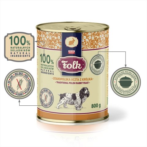 FOLK Staropolska uczta z królika mokra karma dla psów 800g