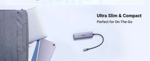 Ugreen Wielofunkcyjny HUB 5w1 USB-C - HDMI 1.4 / 3 x USB-A / USB-C PD 100W CM511 - szary