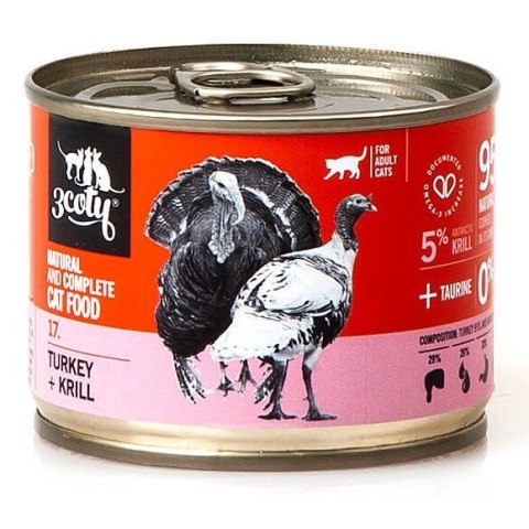3Coty TURKEY + KRILL for Adult cats 180g