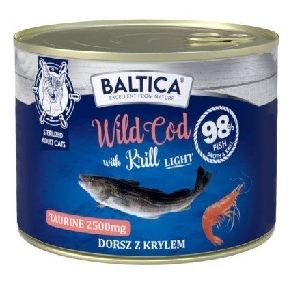 BALTICA EXCELLENT Karma mokra kot Wild Cod with Krill (Dorsz z krylem) LIGHT 185g