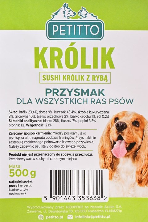 PETITTO- Sushi Królik z Rybą - Przysmak dla psa - 500g