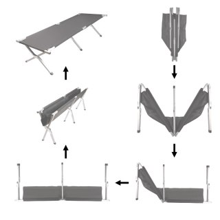 Łóżko polowe LUARO składane turystyczne kanadyjka czarne 150kg