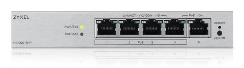 Switch Zyxel GS1200-5HP 5p v3 PoE (PoE+: 4;) 68W Managed Gigabit