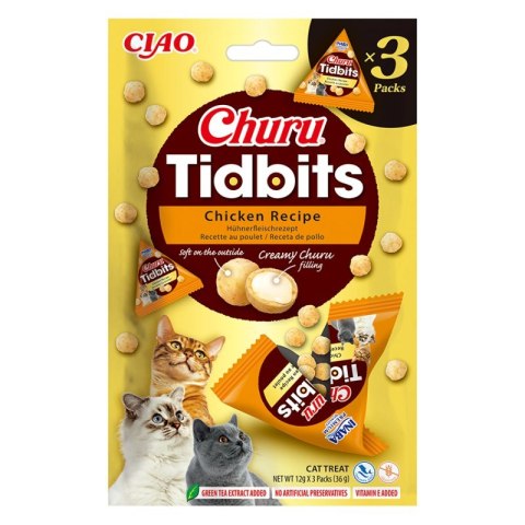 INABA CAT CHURU TIDBITS 3PCHICKEN RECIPE3x12g