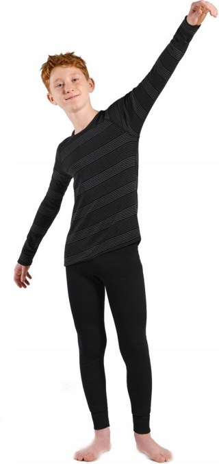 Komplet termoaktywnej bielizny dziecięcej Odlo Active Warm Eco Set Long rozmiar 116cm, czarno-szary