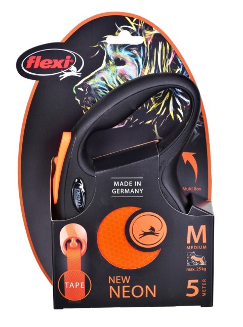 FLEXI New Neon - smycz automatyczna - M: 5m