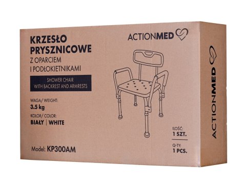 Krzesło prysznicowe z oparciem i podłokietnikami