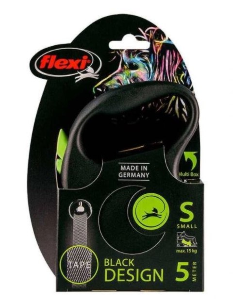Smycz FLEXI automatyczna Black Design S taśma 5 m kol. zielony