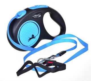 Smycz FLEXI automatyczna New Neon M taśma 5 m kol. niebieski