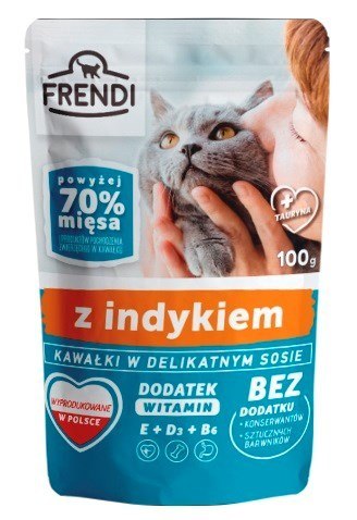 FRENDI Kawałki w sosie z indykiem - mokra karma dla kota - 100 g