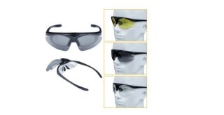 Okulary strzeleckie Wosport Black - 3 wymienne wizjery, pasek