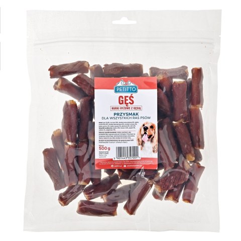 PETITTO Rurki ryżowe z gęsią przysmak dla psa 500g