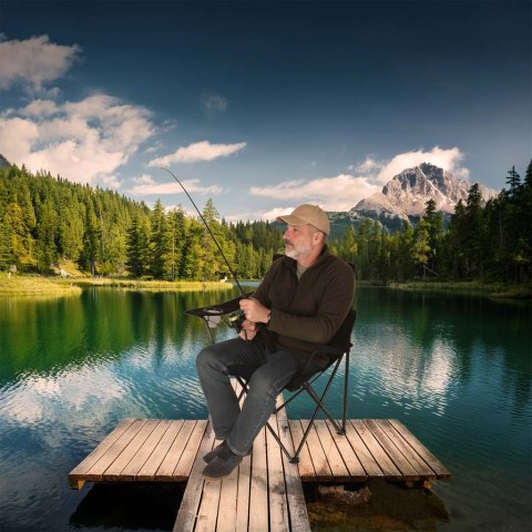 Krzesło składane wędkarskie LUARO turystyczne kempingowe na ryby czarne